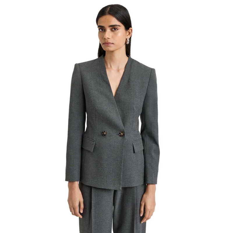 Veronika Maine Melange Suiting Collarless Blazer image number 0